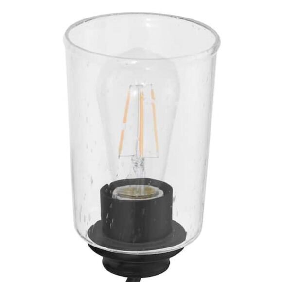 Evangeline 4-Light Matt Black Farmhouse Bathroom Vanity Light Clear Seeded Glass - Picture 5 of 6